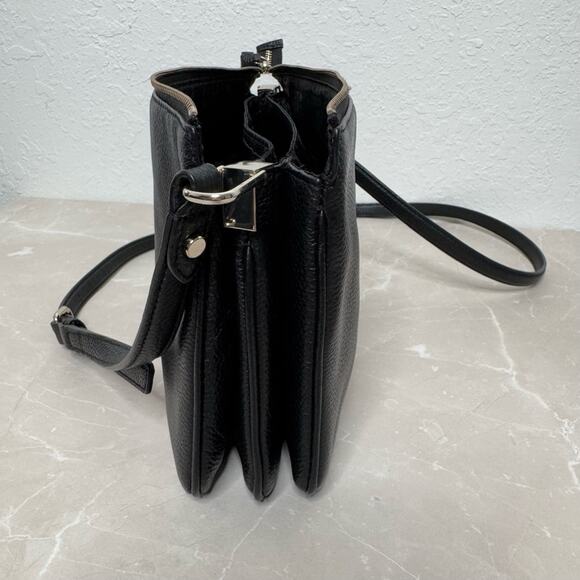 Kate Spade Leila Black Pebbled Leather Triple Gusset Adjustable Crossbody Bag - Picture 4 of 16